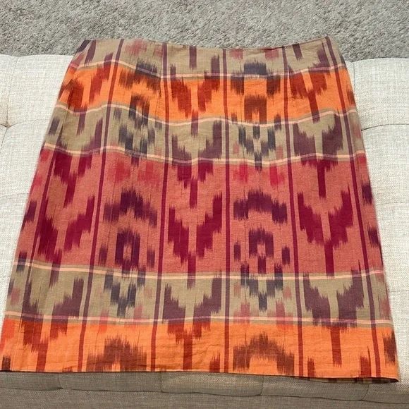 Ralph Lauren Women’s Geo Motif Cotton Linen Wrap Skirt Red Size 8 - NWT - Picture 9 of 14